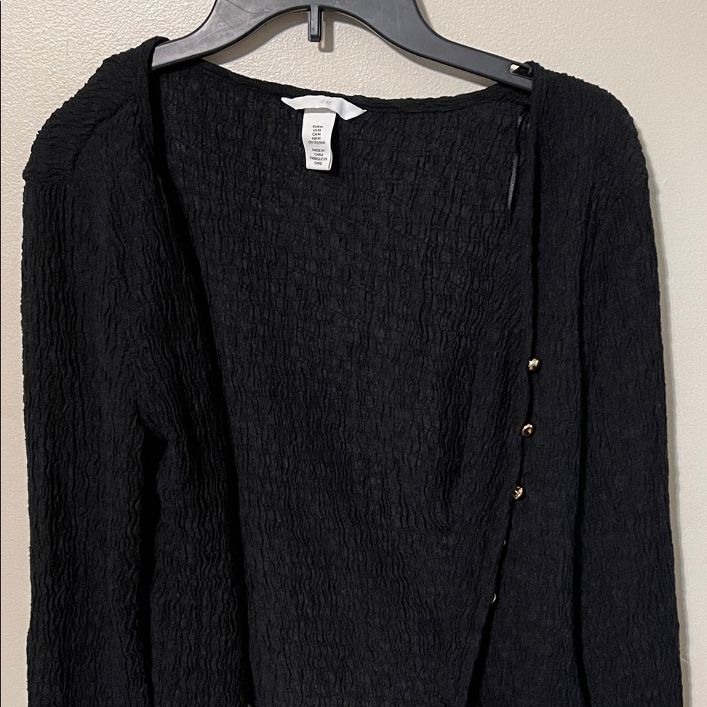 H&M Black Textured Women's Cardigan